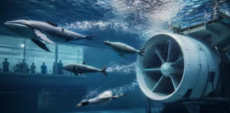 Pesquisadores estão jogando modelos de animais contra uma turbina subaquática e o estranho teste tenta evitar colisões com baleias, focas, peixes e aves marinhas