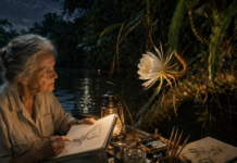 Ela entrou 15 vezes na Amazônia para pintar uma flor que abria durante uma única noite e transformou a arte em testemunho contra a destruição da floresta