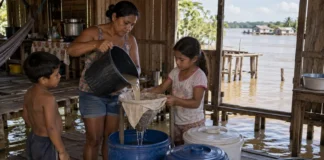 Famílias de Igarapé do Costa filtram a água e enfrentam um paradoxo: na seca, chegar até ela pode ser mais difícil