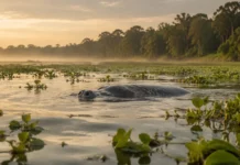 Cento e quatro pescadores do rio Purus disseram que o peixe-boi permanece na várzea durante a seca e às vezes pode comer peixe