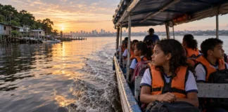 Barco sai de Manaus às 6h30, mas alunos ribeirinhos ainda podem chegar 45 minutos depois do início da aula