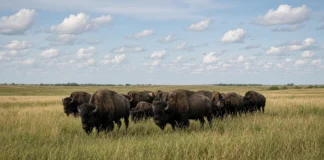 Eles soltaram cerca de 300 bisões em uma área degradada e esperaram: 30 anos depois, a transformação aparece no solo, nas plantas e nas aves