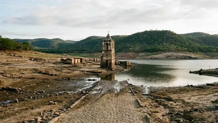 Reservatórios alagam núcleos urbanos, e 1 torre de igreja e 1 rua reaparecem na estiagem