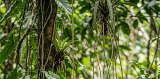 Cipó titica cresce suspenso, abastece 2 usos e tem coleta sustentável apenas quando 1 regra deixa o pé intacto Cipó titica cresce suspenso, abastece 2 usos e tem coleta sustentável apenas quando 1 regra deixa o pé intacto