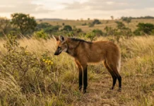 Lobo-guará alcança 1 metro de altura, come fruta que pode representar 50% da dieta e leva sementes inteiras a formigueiros Lobo-guará alcança 1 metro de altura, come fruta que pode representar 50% da dieta e leva sementes inteiras a formigueiros