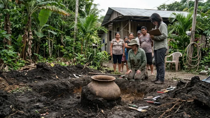 Uma obra doméstica escava um terreno comum, encontra urnas funerárias e revela cemitérios indígenas sob casas na Amazônia Uma obra doméstica escava um terreno comum, encontra urnas funerárias e revela cemitérios indígenas sob casas na Amazônia