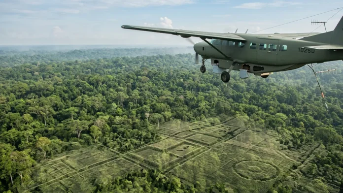 Laser viaja a quase 300 mil km/s, separa 2 retornos sob a copa da floresta e transforma relatos de estruturas em mapas de relevo Laser viaja a quase 300 mil km/s, separa 2 retornos sob a copa da floresta e transforma relatos de estruturas em mapas de relevo