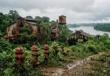 Em 1928, Fordlândia recebe hidrantes e cinema no Tapajós, mas monocultura de seringueira fracassa com um fungo Em 1928, Fordlândia recebe hidrantes e cinema no Tapajós, mas monocultura de seringueira fracassa com um fungo