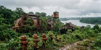 Em 1928, Fordlândia recebe hidrantes e cinema no Tapajós, mas monocultura de seringueira fracassa com um fungo Em 1928, Fordlândia recebe hidrantes e cinema no Tapajós, mas monocultura de seringueira fracassa com um fungo