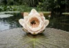 Vitória-régia aquece a flor, prende o besouro polinizador por 1 noite e reabre rosa no 2º dia para liberá-lo coberto de pólen Vitória-régia aquece a flor, prende o besouro polinizador por 1 noite e reabre rosa no 2º dia para liberá-lo coberto de pólen