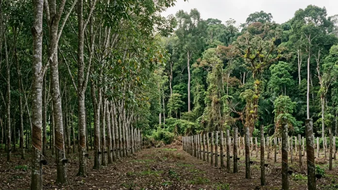 Seringueiras são plantadas em fileiras apertadas, o mal das folhas avança e projeto de 200 mil hectares chega a 900 em 1931 Seringueiras são plantadas em fileiras apertadas, o mal das folhas avança e projeto de 200 mil hectares chega a 900 em 1931