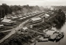 Em 1928, Fordlândia combina água encanada e saneamento com três equipamentos públicos antes de Belém e Santarém oferecerem os mesmos serviços Em 1928, Fordlândia combina água encanada e saneamento com três equipamentos públicos antes de Belém e Santarém oferecerem os mesmos serviços