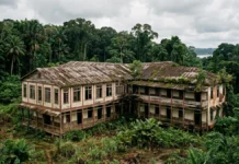 Hospital de Fordlândia foi projetado por Albert Kahn e levou um modelo americano à várzea do Tapajós, onde a construção virou vestígio Hospital de Fordlândia foi projetado por Albert Kahn e levou um modelo americano à várzea do Tapajós, onde a construção virou vestígio