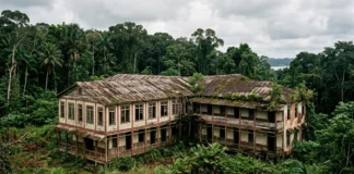 Hospital de Fordlândia foi projetado por Albert Kahn e levou um modelo americano à várzea do Tapajós, onde a construção virou vestígio Hospital de Fordlândia foi projetado por Albert Kahn e levou um modelo americano à várzea do Tapajós, onde a construção virou vestígio
