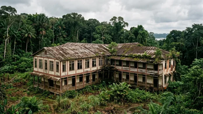 Hospital de Fordlândia foi projetado por Albert Kahn e levou um modelo americano à várzea do Tapajós, onde a construção virou vestígio