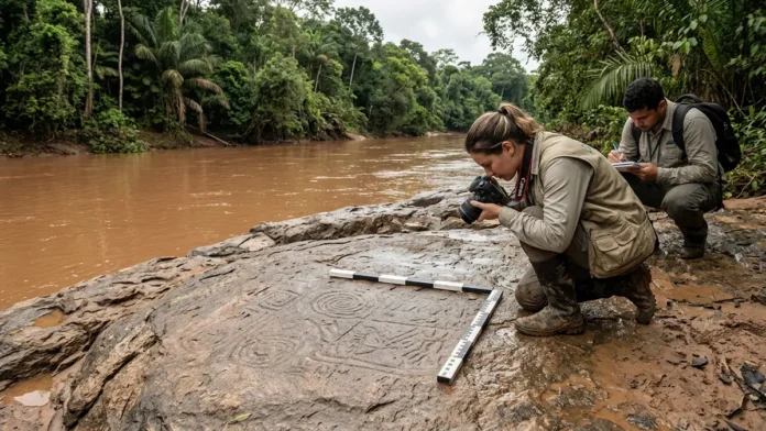 Rio sobe e baixa, gravuras rupestres no Pará ficam acessíveis por uma janela curta entre duas cheias Rio sobe e baixa, gravuras rupestres no Pará ficam acessíveis por uma janela curta entre duas cheias