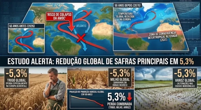 Correntes do Atlântico em risco podem reduzir trigo, milho e arroz em 5,3% após 50 anos, aponta estudo Correntes do Atlântico em risco podem reduzir trigo, milho e arroz em 5,3% após 50 anos, aponta estudo