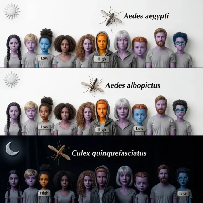 Três espécies de mosquitos escolhem pessoas diferentes e revelam o papel das bactérias da pele