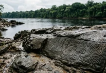 Rio Negro perde 3,16 metros em agosto e a seca pode expor novamente gravuras de até dois mil anos no sítio das Lajes Rio Negro perde 3,16 metros em agosto e a seca pode expor novamente gravuras de até dois mil anos no sítio das Lajes