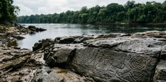 Rio Negro perde 3,16 metros em agosto e a seca pode expor novamente gravuras de até dois mil anos no sítio das Lajes Rio Negro perde 3,16 metros em agosto e a seca pode expor novamente gravuras de até dois mil anos no sítio das Lajes
