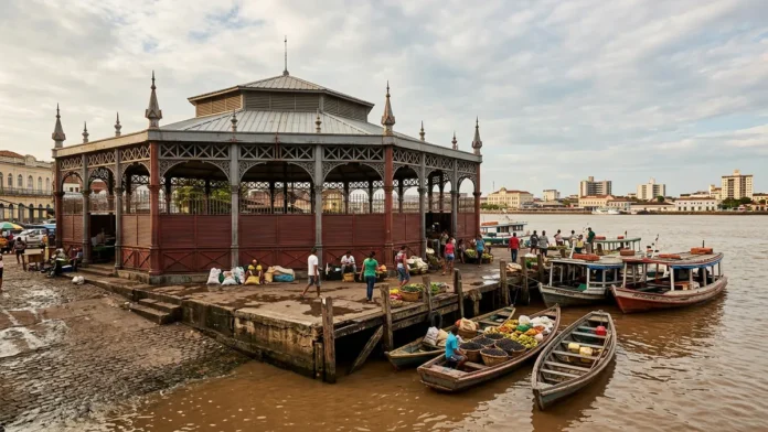 Peças pré-fabricadas chegam da Inglaterra e de Nova York a Belém, estrutura ganha 12 lados e abre o Mercado de Ferro em 1901 Peças pré-fabricadas chegam da Inglaterra e de Nova York a Belém, estrutura ganha 12 lados e abre o Mercado de Ferro em 1901