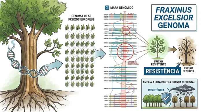 Genoma de 50 freixos europeus revela genes ligados à resistência e amplia a luta contra doença florestal Genoma de 50 freixos europeus revela genes ligados à resistência e amplia a luta contra doença florestal