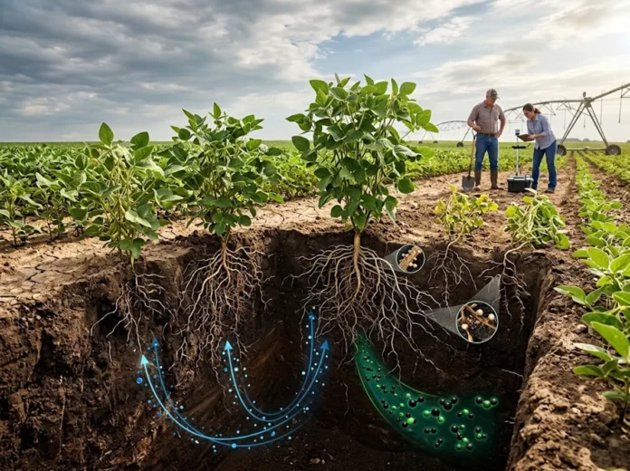 Soja de raízes mais profundas pode resistir a extremos do clima e guardar mais carbono no solo Soja de raízes mais profundas pode resistir a extremos do clima e guardar mais carbono no solo