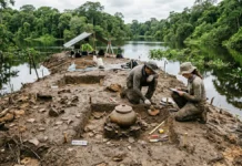 Urnas encontradas em ilha artificial de Fonte Boa revelam moradias indígenas erguidas com cerâmica e terra para resistir à cheia Urnas encontradas em ilha artificial de Fonte Boa revelam moradias indígenas erguidas com cerâmica e terra para resistir à cheia