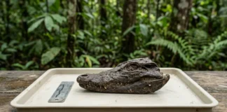 Fragmento de focinho encontrado na Amazônia brasileira vira espécie nova de jacaré que viveu há cerca de dez milhões de anos Fragmento de focinho encontrado na Amazônia brasileira vira espécie nova de jacaré que viveu há cerca de dez milhões de anos