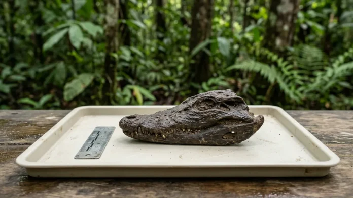 Fragmento de focinho encontrado na Amazônia brasileira vira espécie nova de jacaré que viveu há cerca de dez milhões de anos