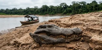 Seca baixa o rio Purus, abre barrancas e leva ribeirinhos a encontrar fósseis de animais gigantes do Mioceno na Amazônia Seca baixa o rio Purus, abre barrancas e leva ribeirinhos a encontrar fósseis de animais gigantes do Mioceno na Amazônia