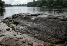 Gravuras vistas em 2010 ficam submersas por treze anos e reaparecem no rio Negro durante a seca histórica de 2023 Gravuras vistas em 2010 ficam submersas por treze anos e reaparecem no rio Negro durante a seca histórica de 2023