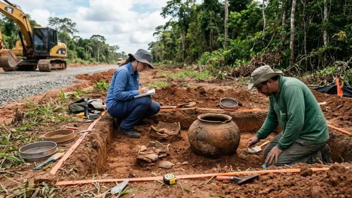 Obra de rotatória em rodovia do Amapá encontra urnas funerárias de até mil anos e revela campo gigantesco de cerâmica indígena Obra de rotatória em rodovia do Amapá encontra urnas funerárias de até mil anos e revela campo gigantesco de cerâmica indígena