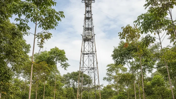 Torre de 20 metros em Capitão Poço marca o primeiro monitoramento climático de capoeira amazônica em 56 hectares Torre de 20 metros em Capitão Poço marca o primeiro monitoramento climático de capoeira amazônica em 56 hectares