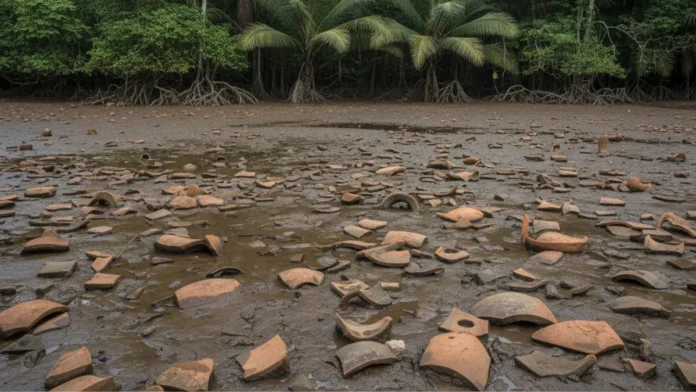 Seca no alto rio Anajás expõe cerâmica indígena no Marajó e leva comunidade a acionar Ministério Público antes dos pesquisadores