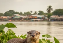 Filhote de ariranha aparece em cidade do Amazonas e registro do Instituto Mamirauá expõe encontro entre fauna e população Filhote de ariranha aparece em cidade do Amazonas e registro do Instituto Mamirauá expõe encontro entre fauna e população