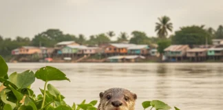 Filhote de ariranha aparece em cidade do Amazonas e registro do Instituto Mamirauá expõe encontro entre fauna e população Filhote de ariranha aparece em cidade do Amazonas e registro do Instituto Mamirauá expõe encontro entre fauna e população