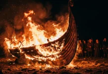 Vikings queimavam barcos funerários, mas a famosa flecha em chamas pode ser invenção do cinema Vikings queimavam barcos funerários, mas a famosa flecha em chamas pode ser invenção do cinema