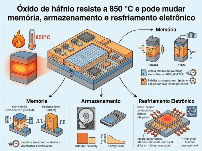 Óxido de háfnio resiste a 850 °C e pode mudar memória, armazenamento e resfriamento eletrônico Óxido de háfnio resiste a 850 °C e pode mudar memória, armazenamento e resfriamento eletrônico