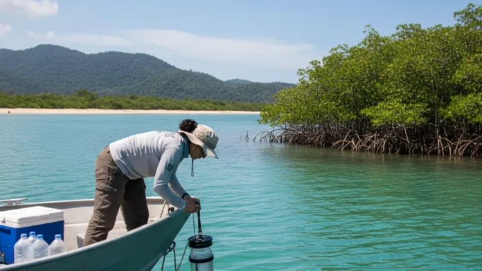 Projeto coleta água em 20 pontos de uma reserva e dez de outra na Bahia para mapear fauna marinha por DNA ambiental sem capturar animais Projeto coleta água em 20 pontos de uma reserva e dez de outra na Bahia para mapear fauna marinha por DNA ambiental sem capturar animais