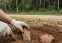 Escavação manual no sul do Amapá encontra ponta de flecha e base de vasilha, enquanto marcas preservadas revelam dificuldades de fabricação Escavação manual no sul do Amapá encontra ponta de flecha e base de vasilha, enquanto marcas preservadas revelam dificuldades de fabricação
