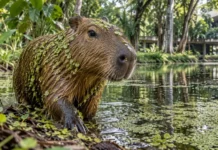 Capivaras saíram de um lago da UFPA com uma planta invasora grudada no pelo e, seis meses depois, ela já aparecia em seis pontos de Belém