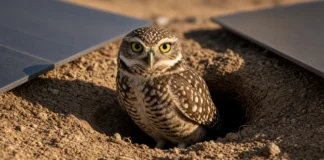 19 corujas foram levadas para uma usina solar no deserto; meses depois, 36 filhotes nasceram em tocas abertas entre milhares de painéis