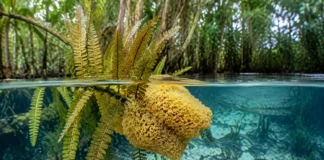 Uma esponja de água doce reapareceu 30 anos depois sobre uma samambaia guardada em herbário e revelou que a planta havia passado semanas submersa
