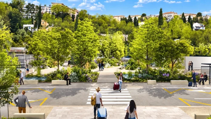 estacao-jardim-alta-resolucao Jardim de chuva no lugar do estacionamento da estação de Grasse