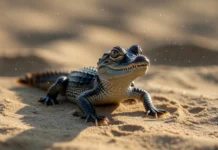 Visitantes pararam incrédulos ao ver filhotes saindo dos ovos na areia; dez crocodilos do Nilo nasceram sozinhos na França após o verão de calor extremo