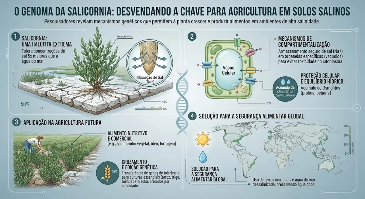 Genoma da salicornia revela como a planta pode ajudar a produzir alimentos em terrenos salgados 1 Genoma da salicornia revela como a planta pode ajudar a produzir alimentos em terrenos salgados