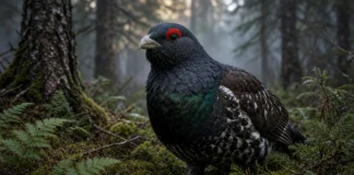 Trouxeram aves de outro país para tentar salvar uma espécie que estava desaparecendo, mas os animais morreram após serem soltos; agora ambientalistas querem recuperar a floresta antes de tentar novamente nos Vosges, na França Galo-silvestre em floresta de altitude com musgo e arbustos baixos nos Vosges