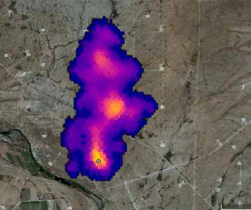 O gás natural nunca foi limpo e a indústria sabia disso há mais de 50 anos 8 Pluma de metano detectada por satélite da NASA fluindo de uma área a sudeste de Carlsbad, no Novo México.
