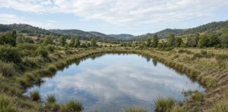 Pela primeira vez: de lagoas de peixes a habitats úmidos e uma joia da natureza, em Israel Imagem horizontal 16:9 com habitat úmido centralizado, água rasa e margens naturais no sítio de antigas lagoas de aquicultura, sem marcas gráficas.